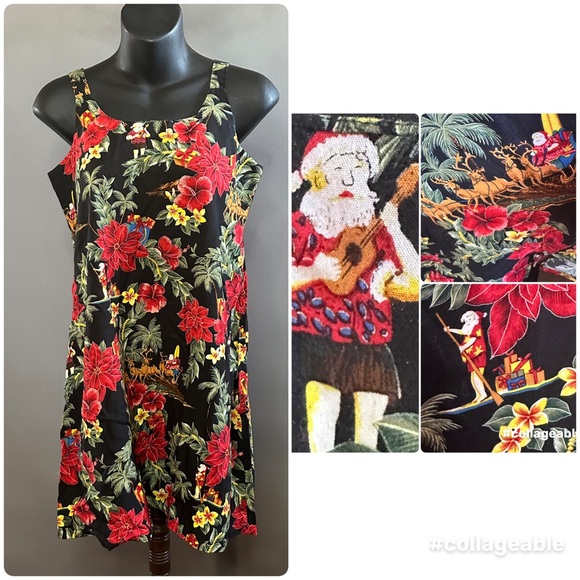 Dresses & Skirts - Vintage Bishop St Apparel Hawaiian Santa Suffer Christmas Dress